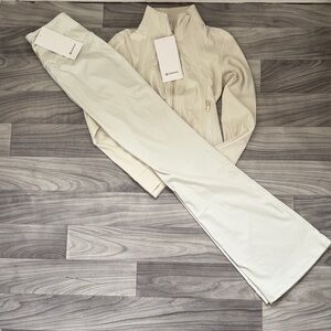 White & Gold Lululemon Define Jacket + Align HR Flared Pants Size 6
